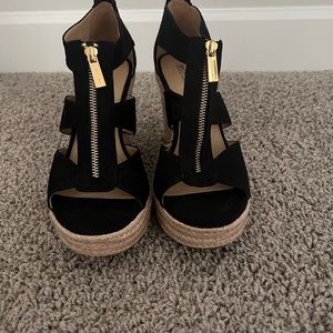 Michael Kors Black/Gold Wedge Heels Size 11